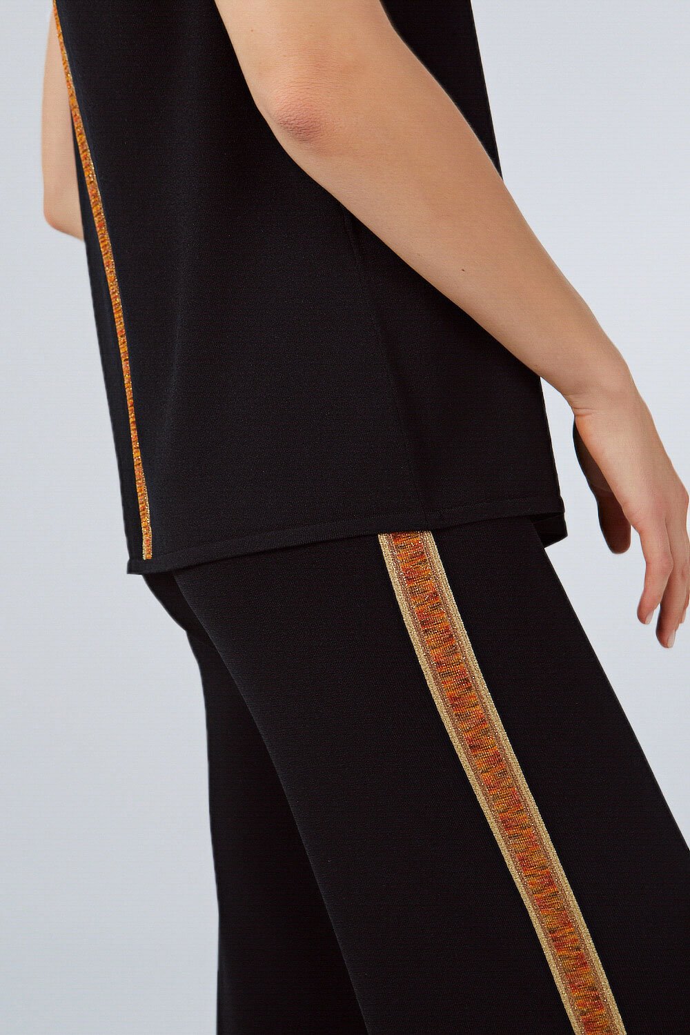 INTARSIA KNITWEAR PANTS BLACK GOLD BRONZE