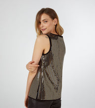 SEQUINED TRICOT TOP BLACK