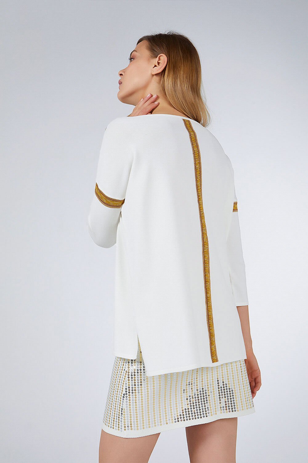 BICYCLE NECK INTARSIA KNITWEAR SWEATER WHITE
