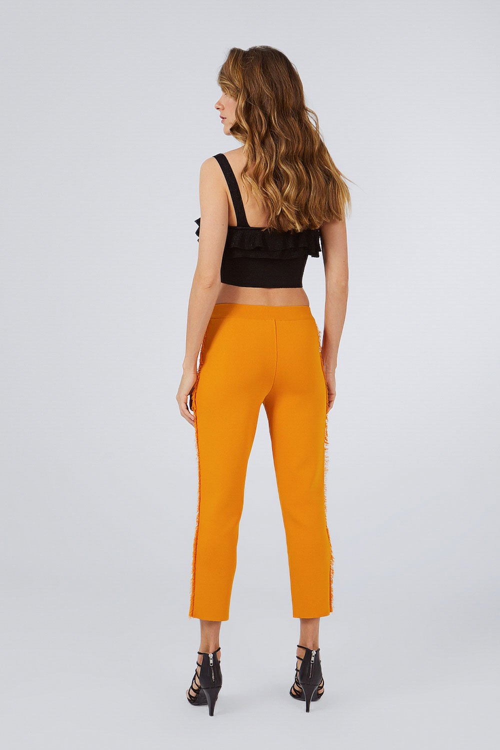 FRINGED KNITWEAR PANTS ORANGE