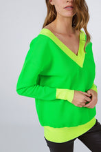 DOUBLE V NECK NEON TWO COLOR KNITWEAR SWEATER