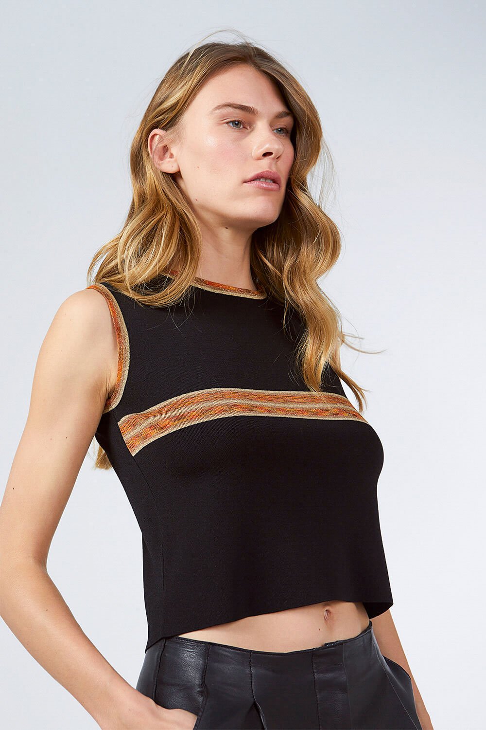CYCLE NECK SLEEVELESS INTARSIA KNITWEAR SWEATER BLACK