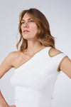 ONE SHOULDER CUT OUT BLOUSE GOLD WHITE
