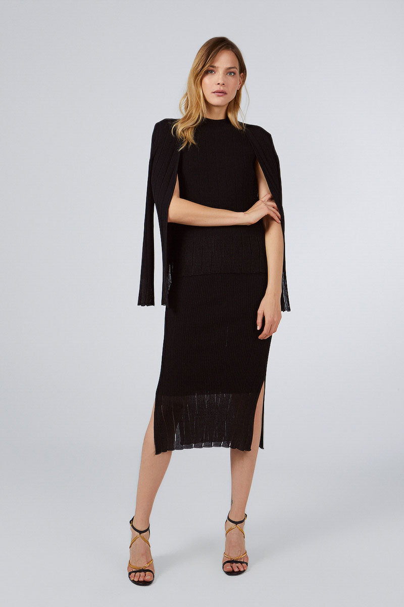 RIBBED SKIRT WITH GLITTERED BOTTOM