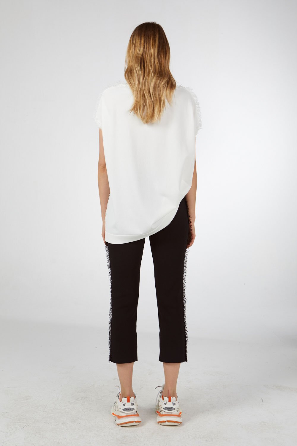 FRINGED KNITWEAR PANTS BLACK