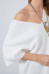 V-NECK RELAXED FIT HALF SLEEVE GLITTERED TOP