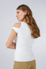 ONE SHOULDER CUT OUT BLOUSE GOLD WHITE