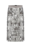 SUEDE MIDI SKIRT WITH SILVER FRINGES