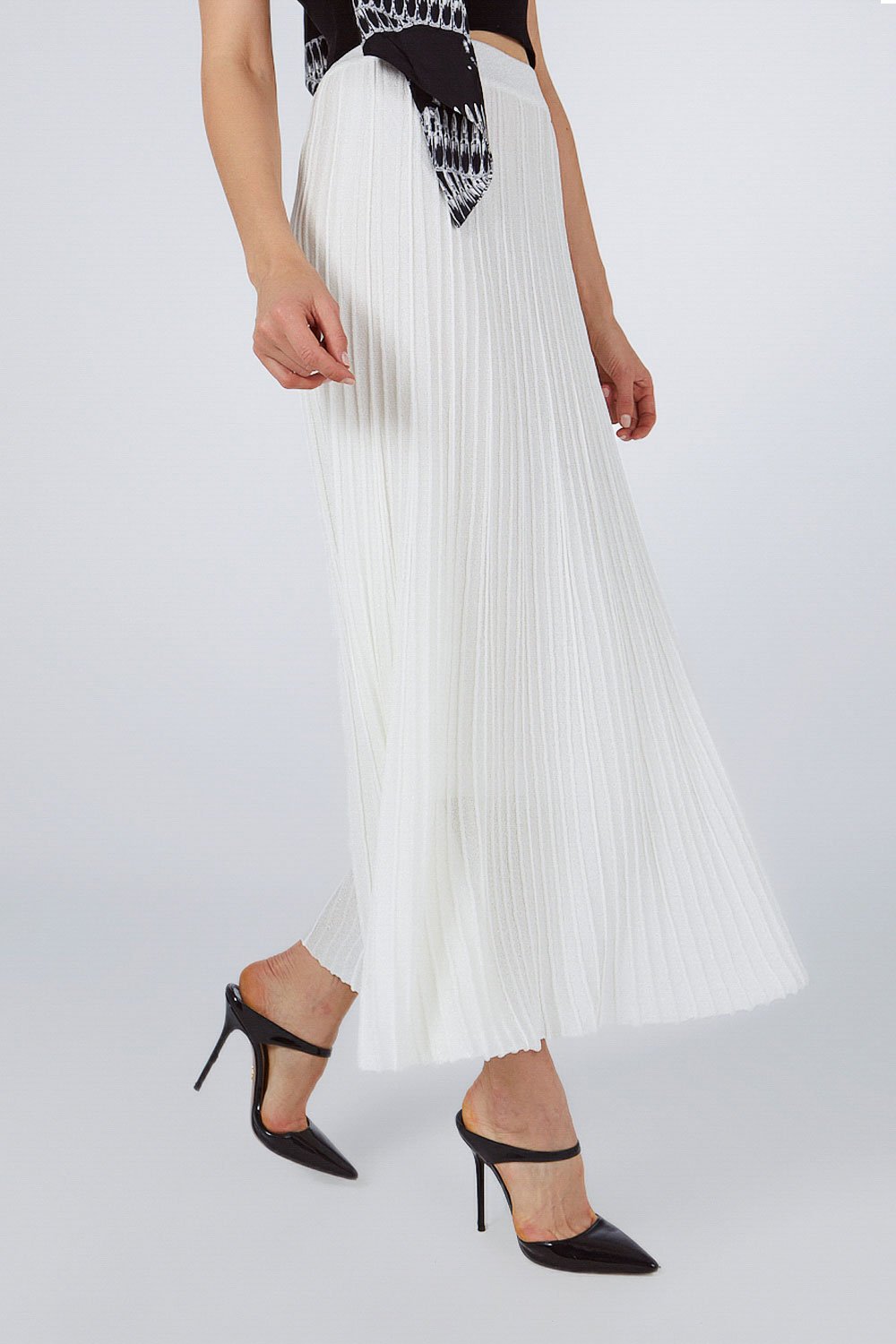 PLEADED LUREX WHITE SKIRT