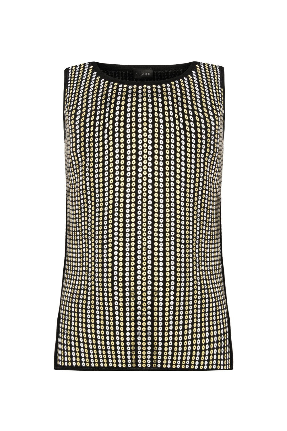 SEQUINED TRICOT TOP BLACK