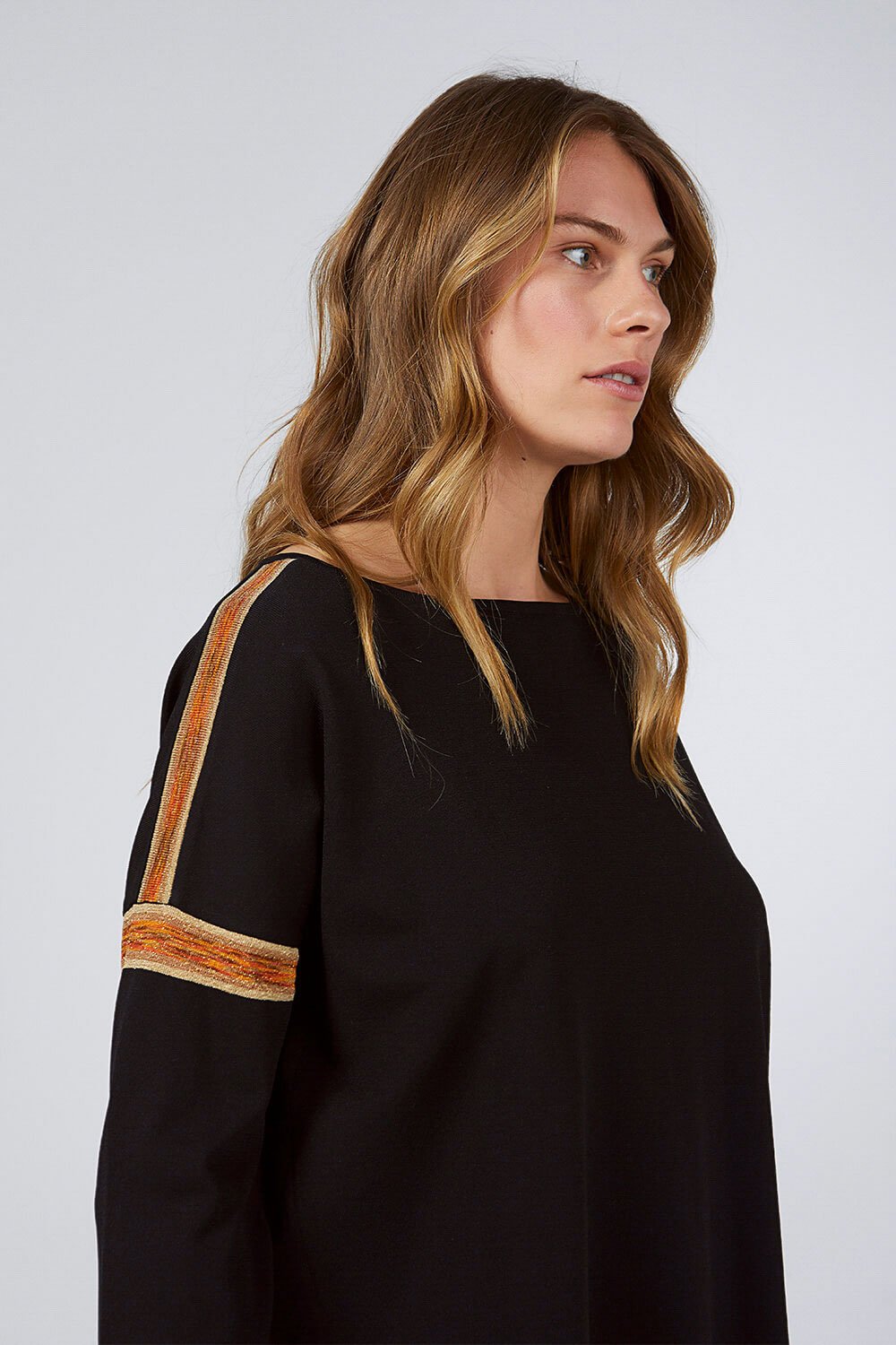 BICYCLE NECK INTARSIA KNITWEAR SWEATER BLACK