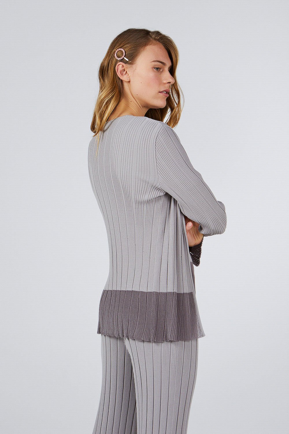RIBBED CARDIGAN GRAY