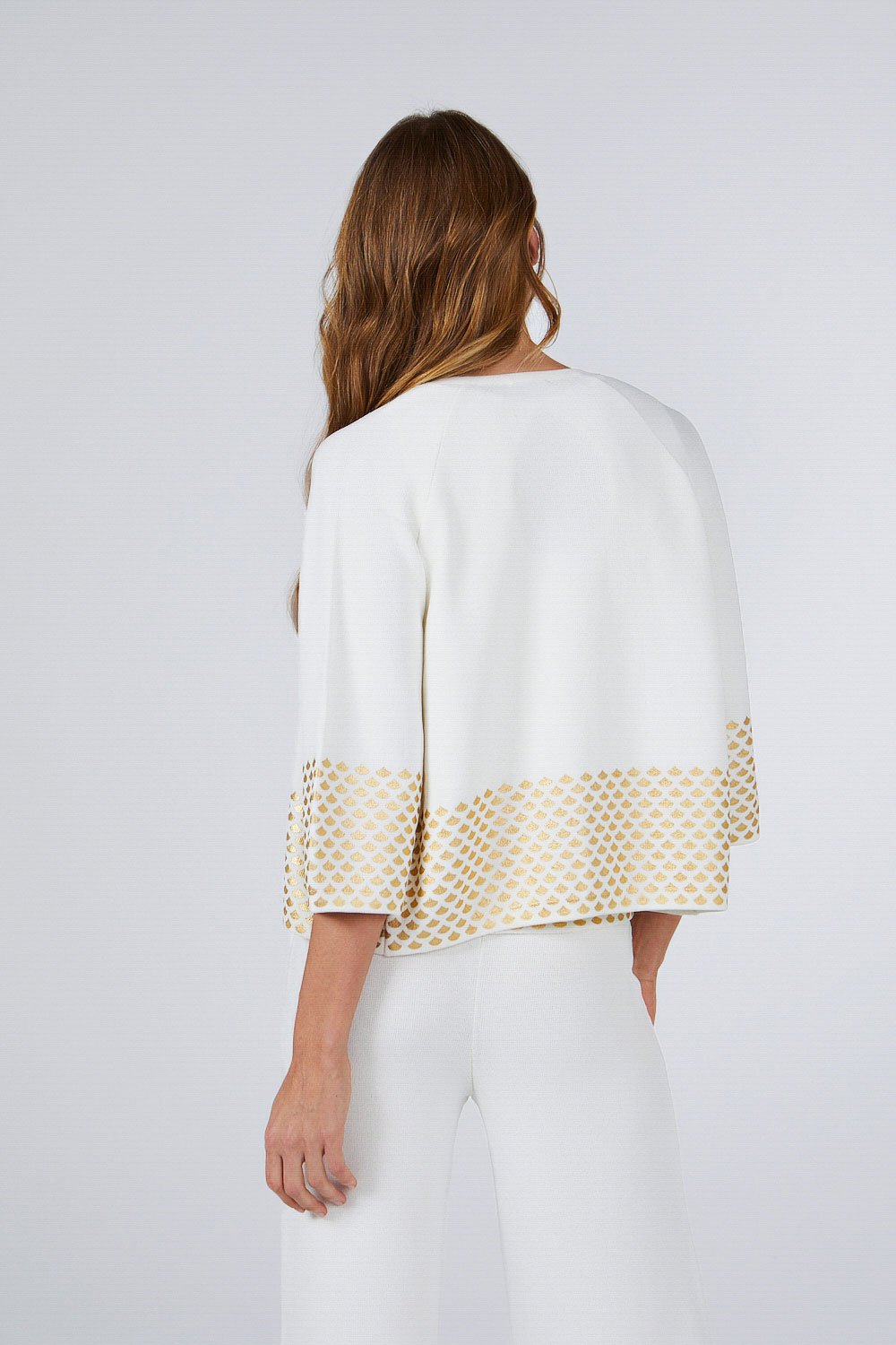GOLD LEAF PRINTED JACKET WHITE