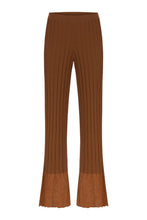 RIBBED PANTS WITH GLITTERED TIPS BRONZE