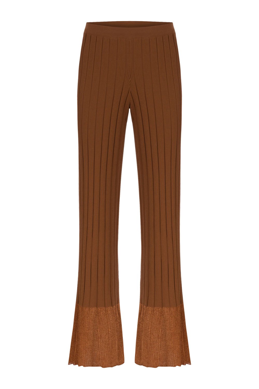 RIBBED PANTS WITH GLITTERED TIPS BRONZE