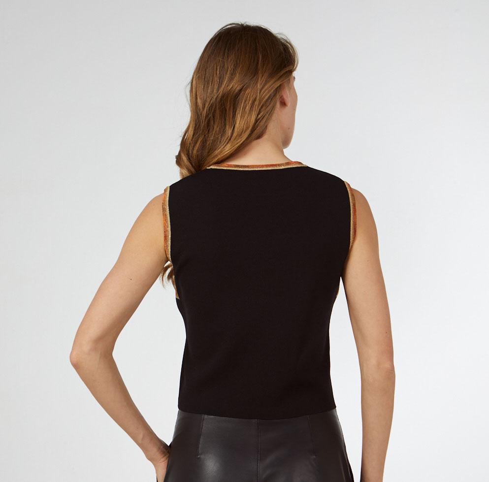 CYCLE NECK SLEEVELESS INTARSIA KNITWEAR SWEATER BLACK