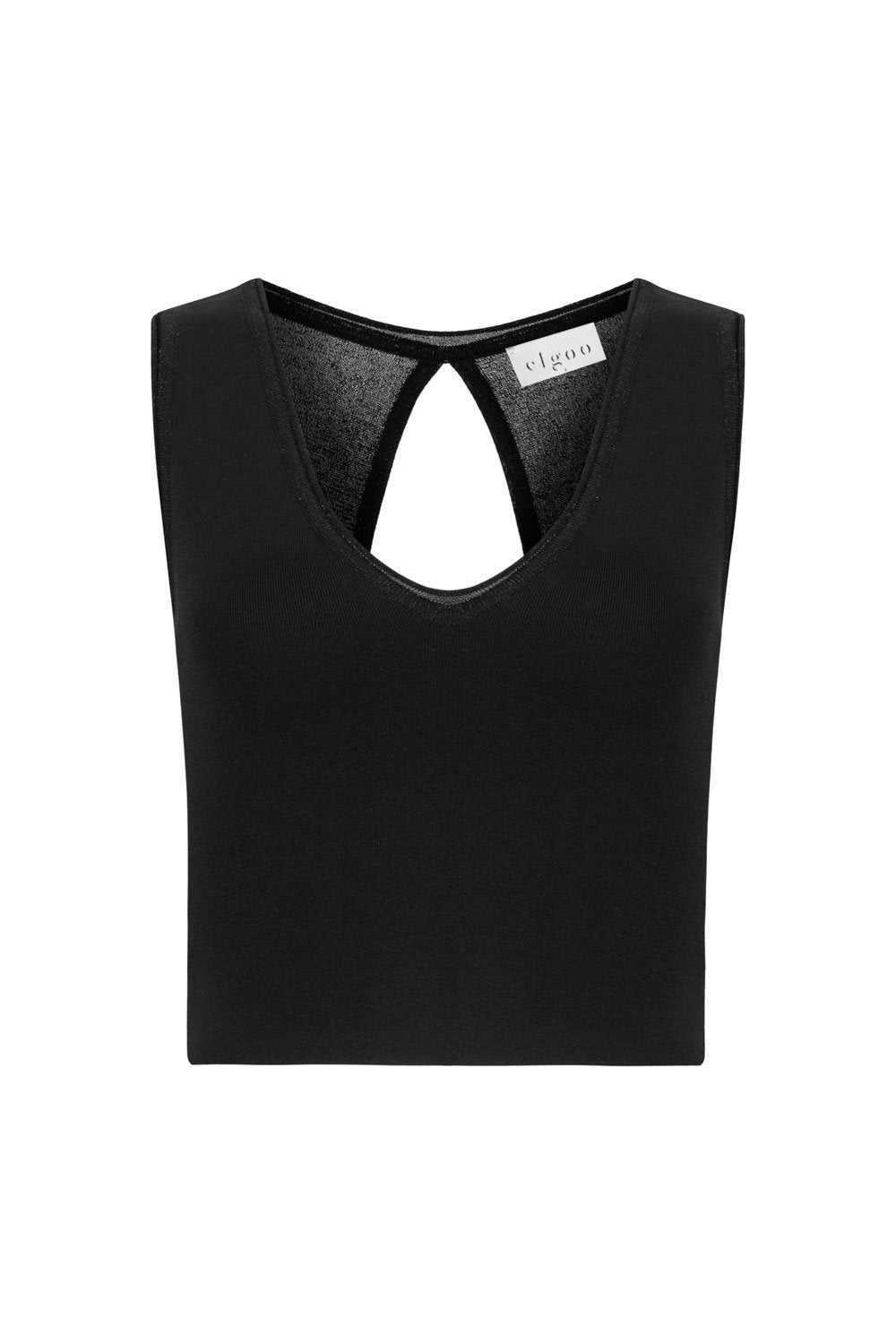 V-NECK BACK OPEN BLOUSE BLACK