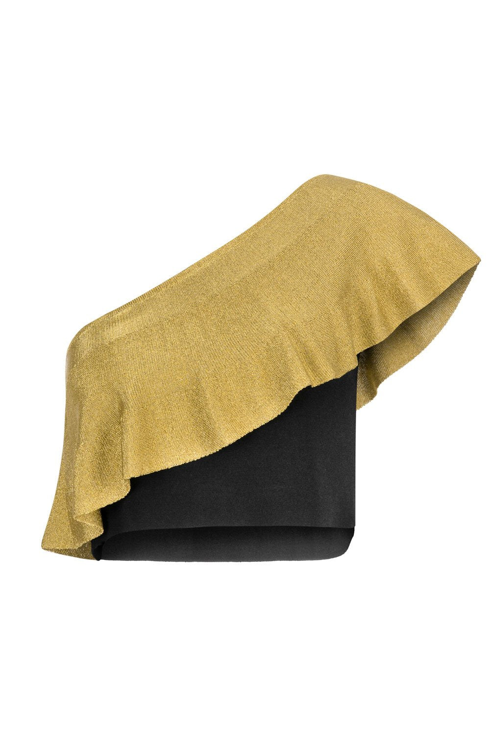 ONE SHOULDER TOP WITH FRILLS BLACK