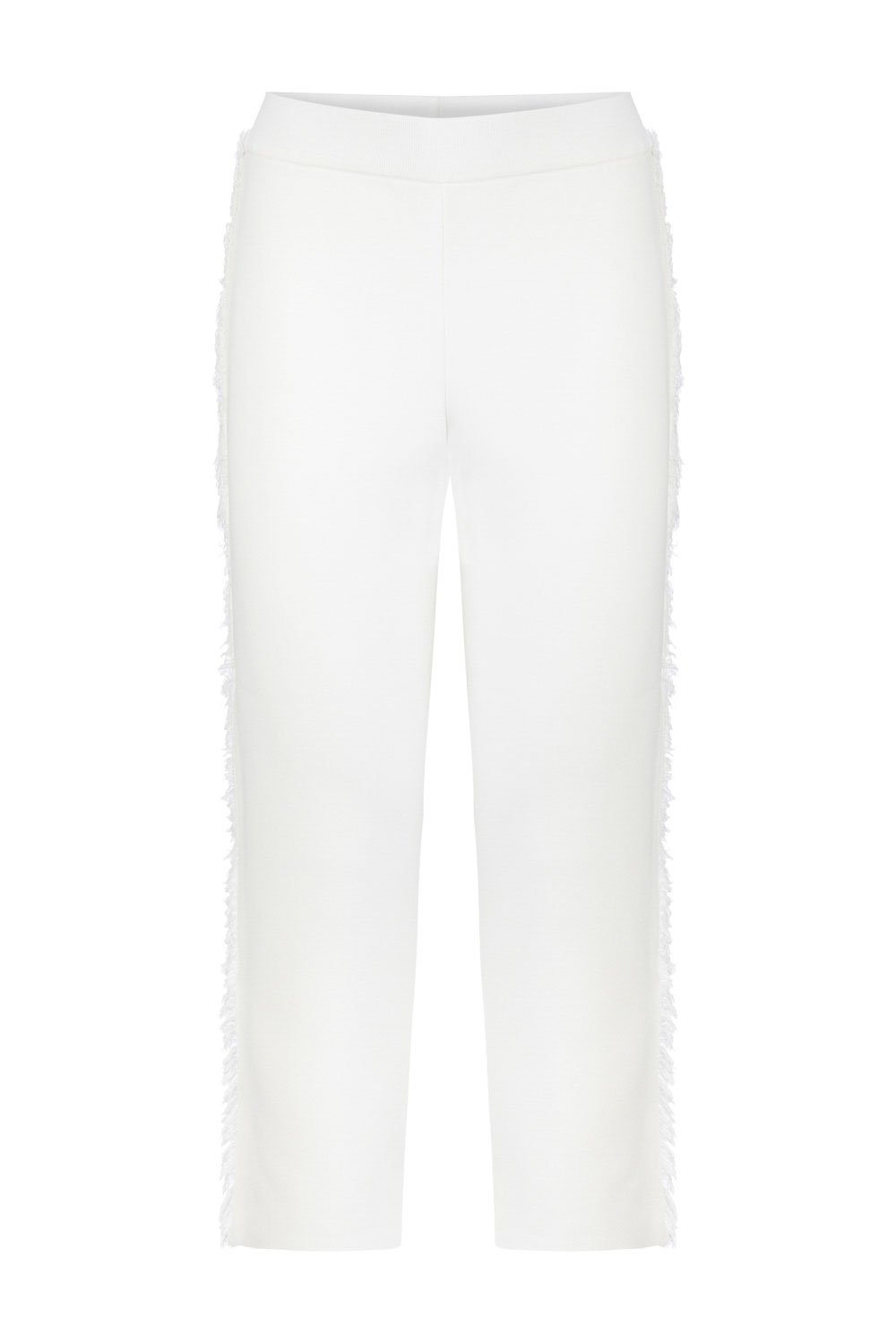 FRINGED KNITWEAR PANTS WHITE