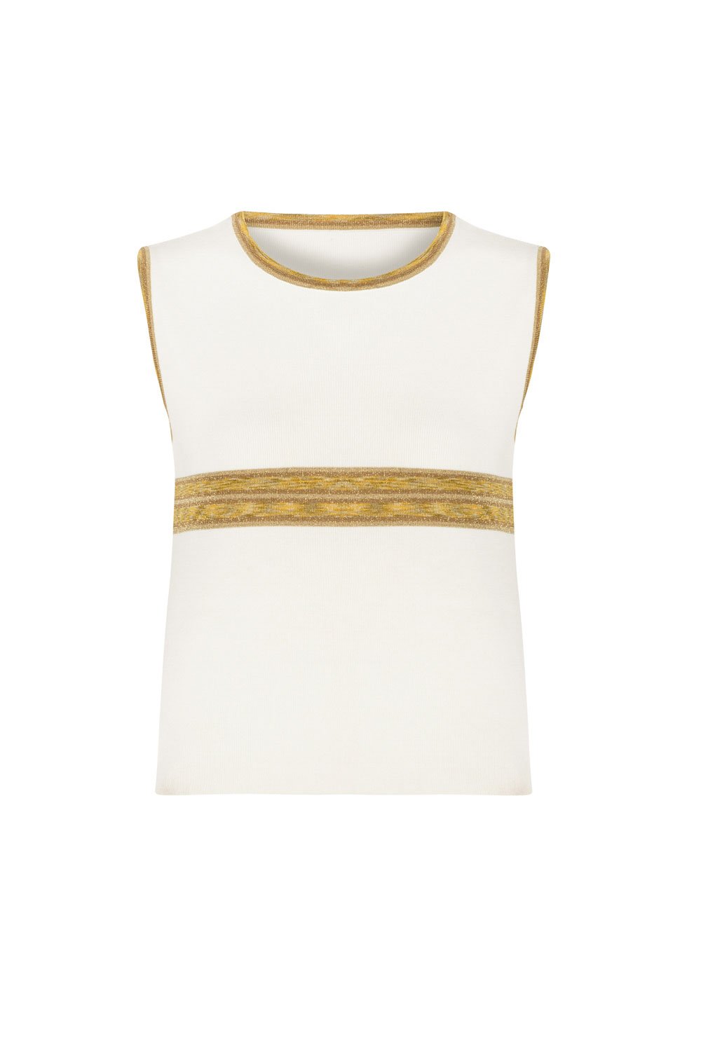 CYCLE NECK SLEEVELESS INTARSIA KNITWEAR SWEATER GOLD