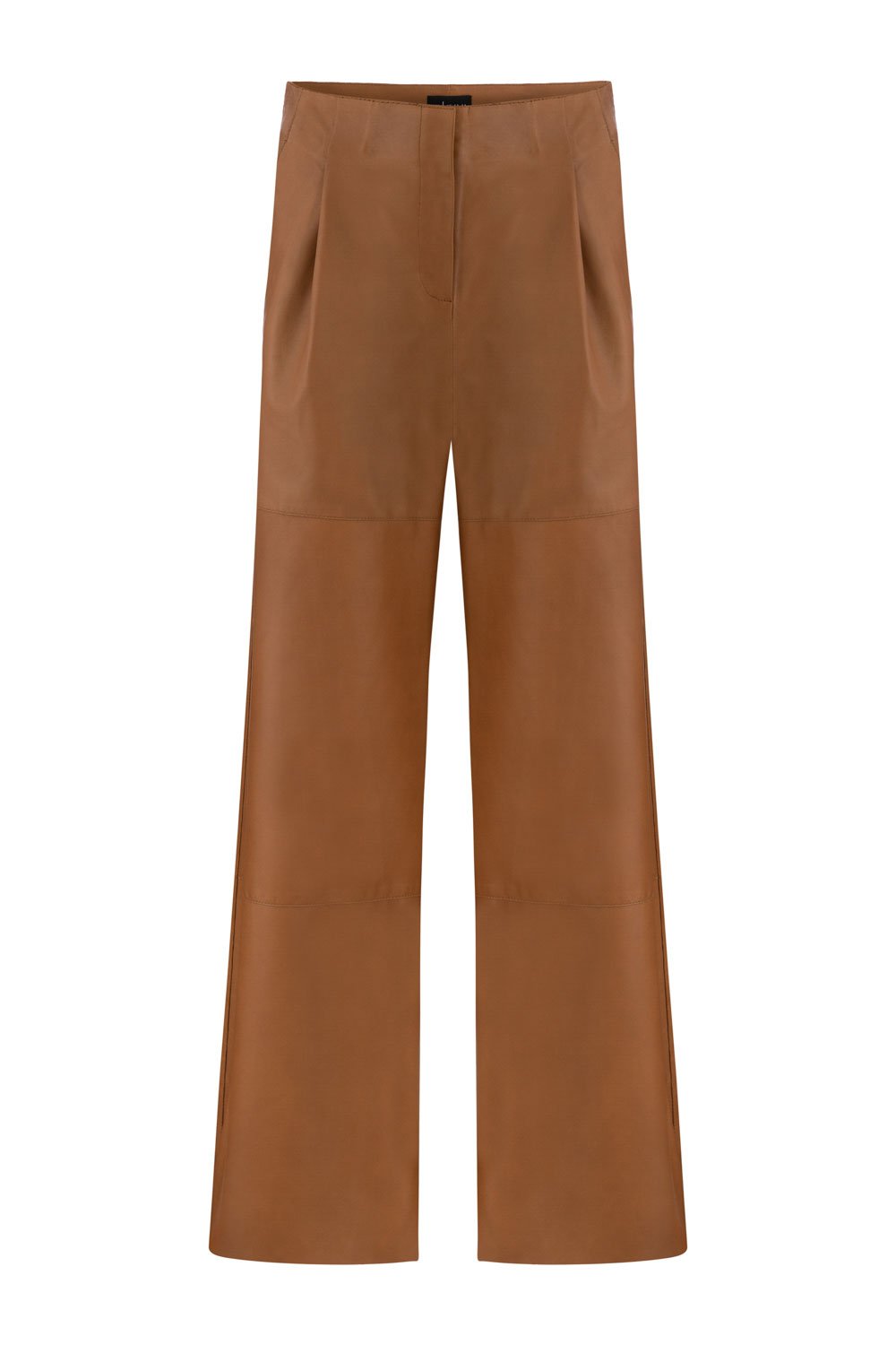 WIDE-LEG LEATHER PANTS TAN