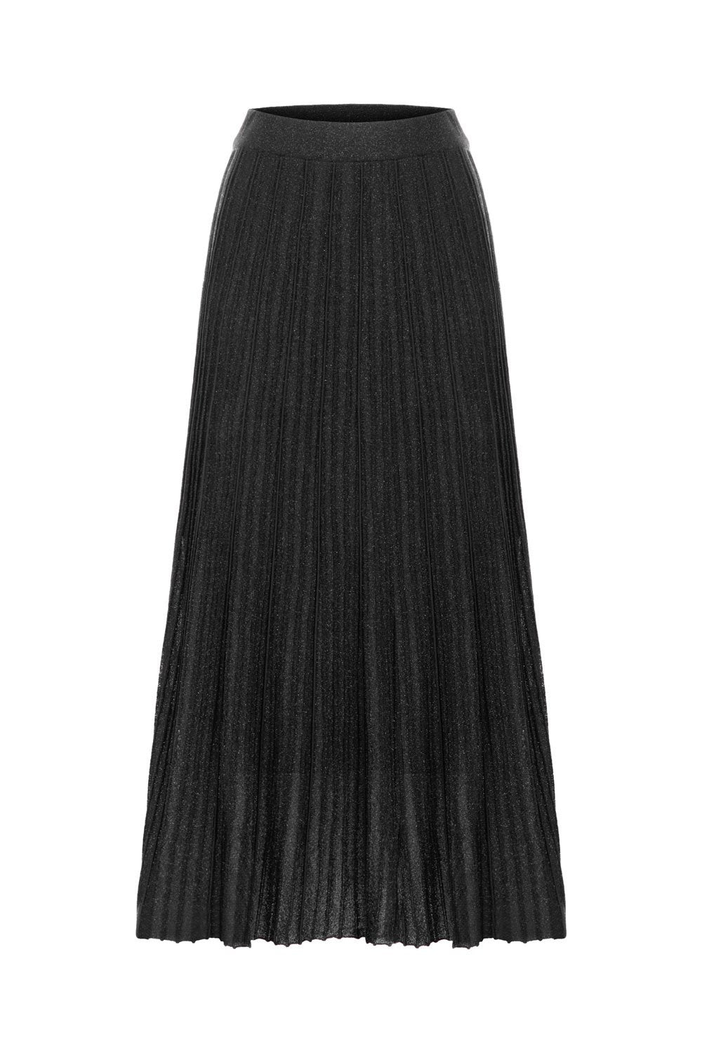 PLEADED LUREX BLACK SKIRT