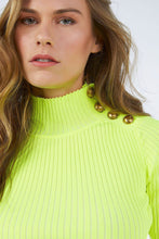 NEON CROP KNITWEAR SWEATER WITH BUTTONED SHOULDER YELLOW