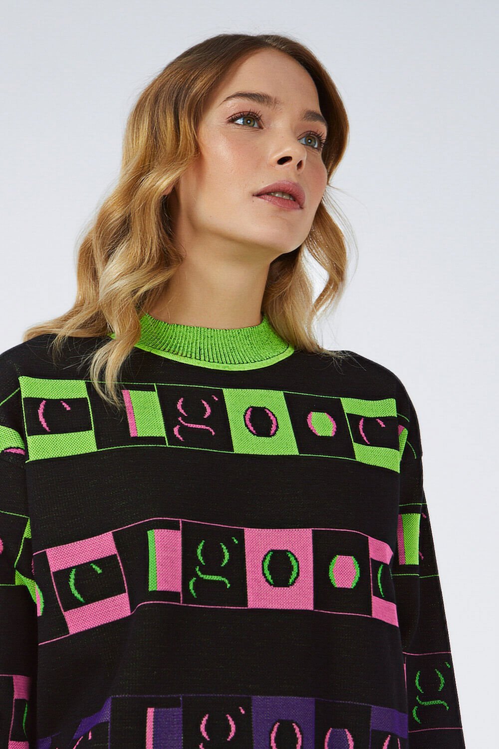 LOGOMANIA CREW NECK NEON SWEATER