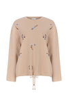 EMBROIDED SWEATER TOP BEIGE