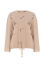 EMBROIDED SWEATER TOP BEIGE