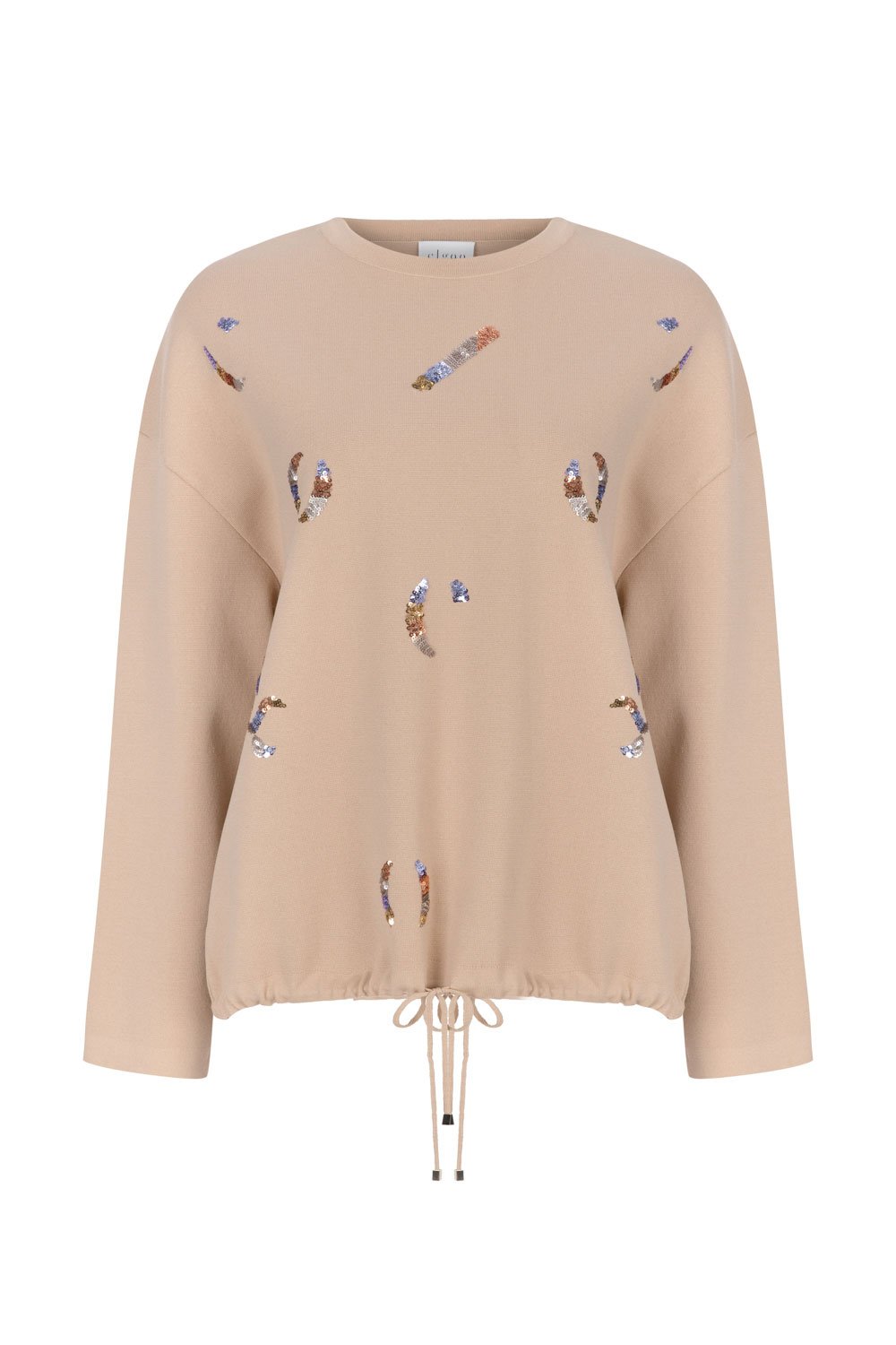 EMBROIDED SWEATER TOP BEIGE