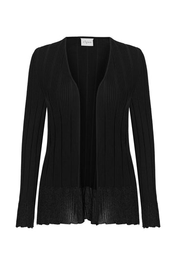 RIBBED CARDIGAN WITH GLITTERED TIPS BLACK