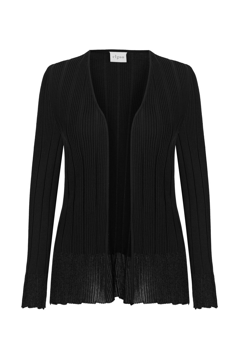RIBBED CARDIGAN WITH GLITTERED TIPS BLACK