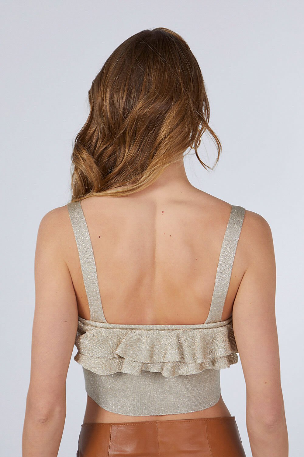 FRILLED CROP TOP GOLD GLITTERED