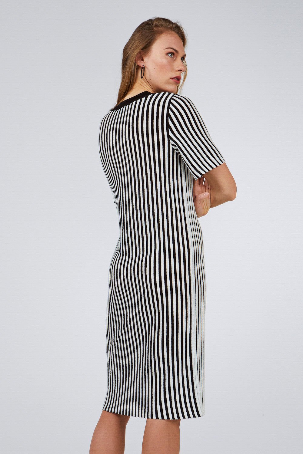 BLACK & WHITE LUREX CARDIGAN/ DRESS