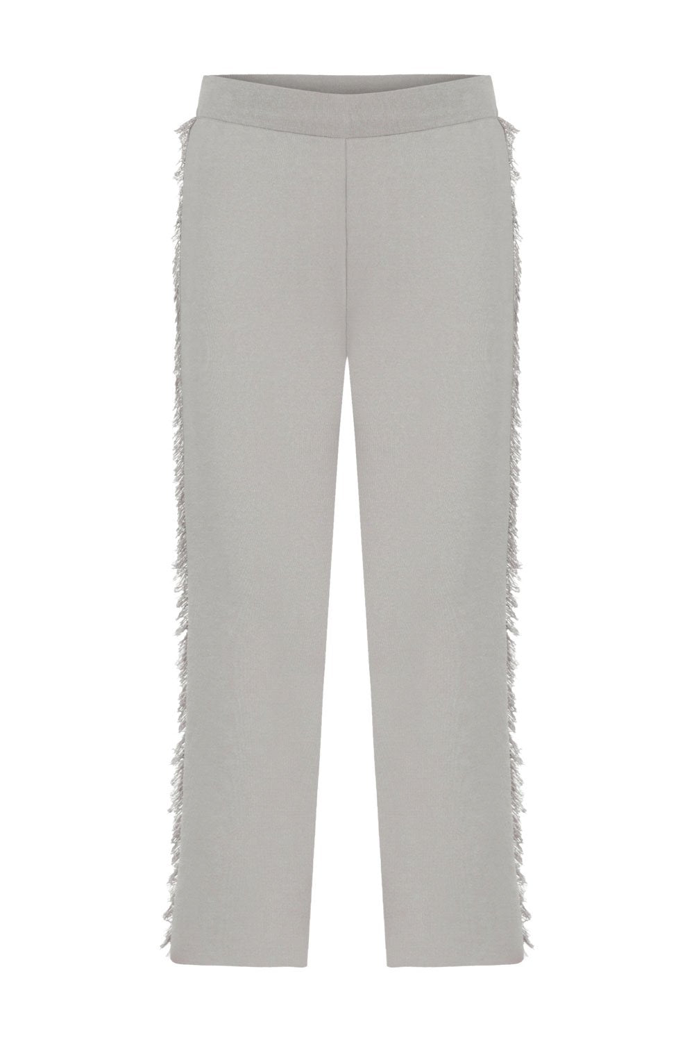 FRINGED KNITWEAR PANTS GRAY