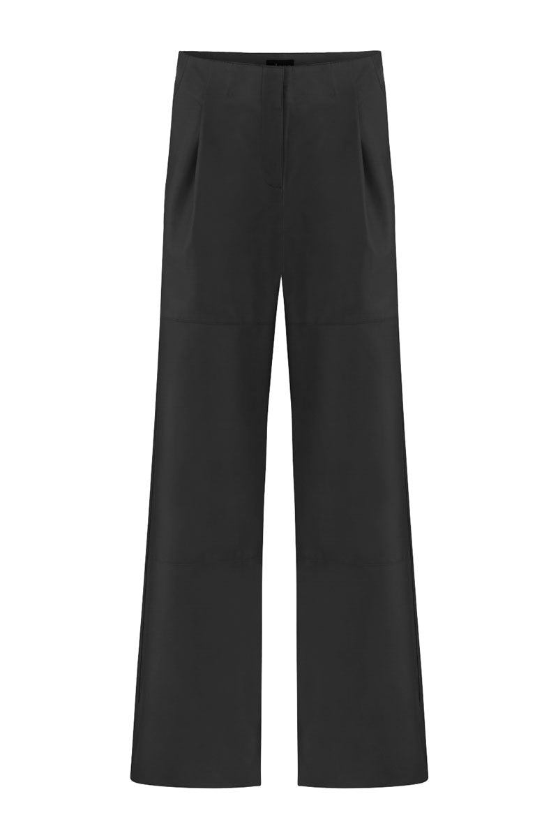 WIDE-LEG LEATHER PANTS BLACK