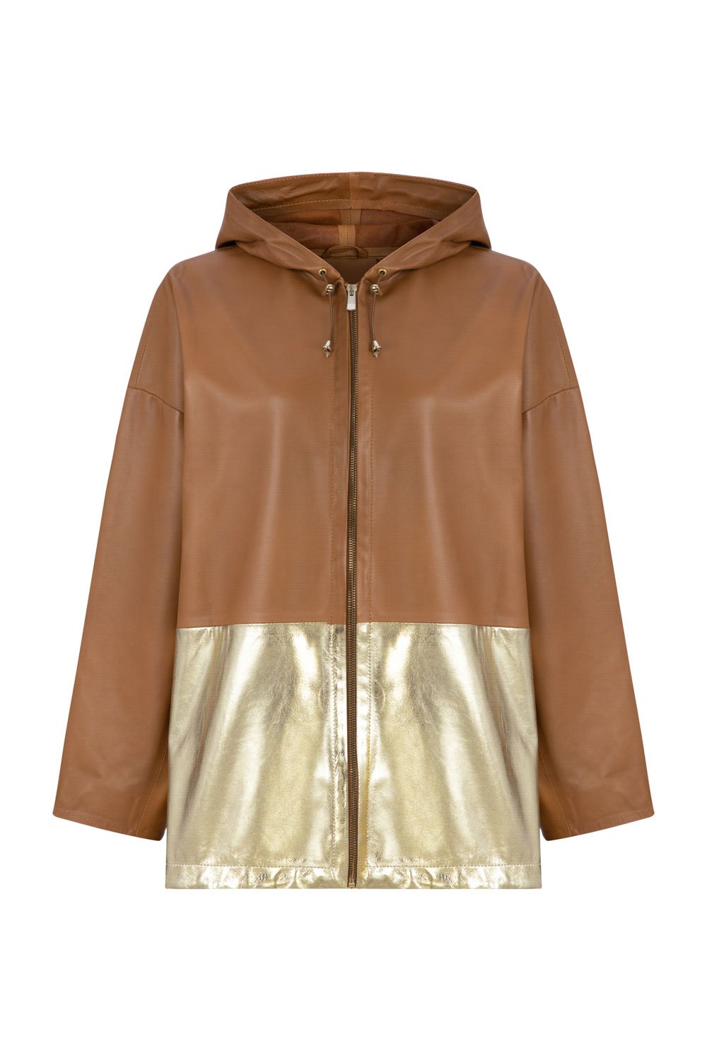 LEATHER HOODIE GINGER-GOLD