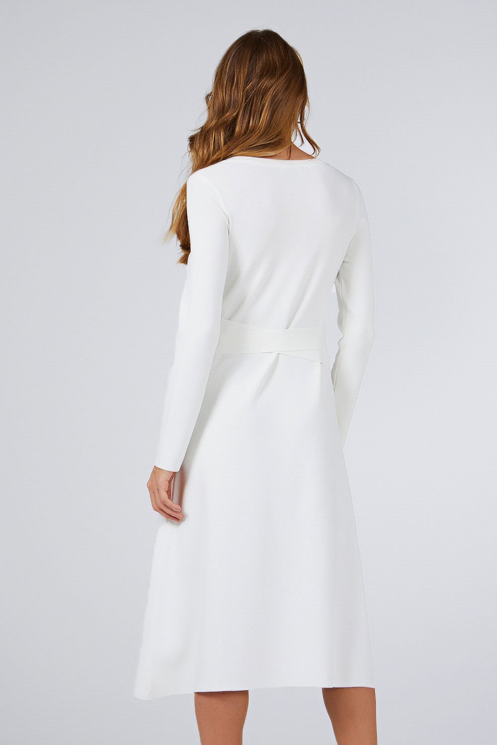 V-NECK BUTTON DRESS WHITE