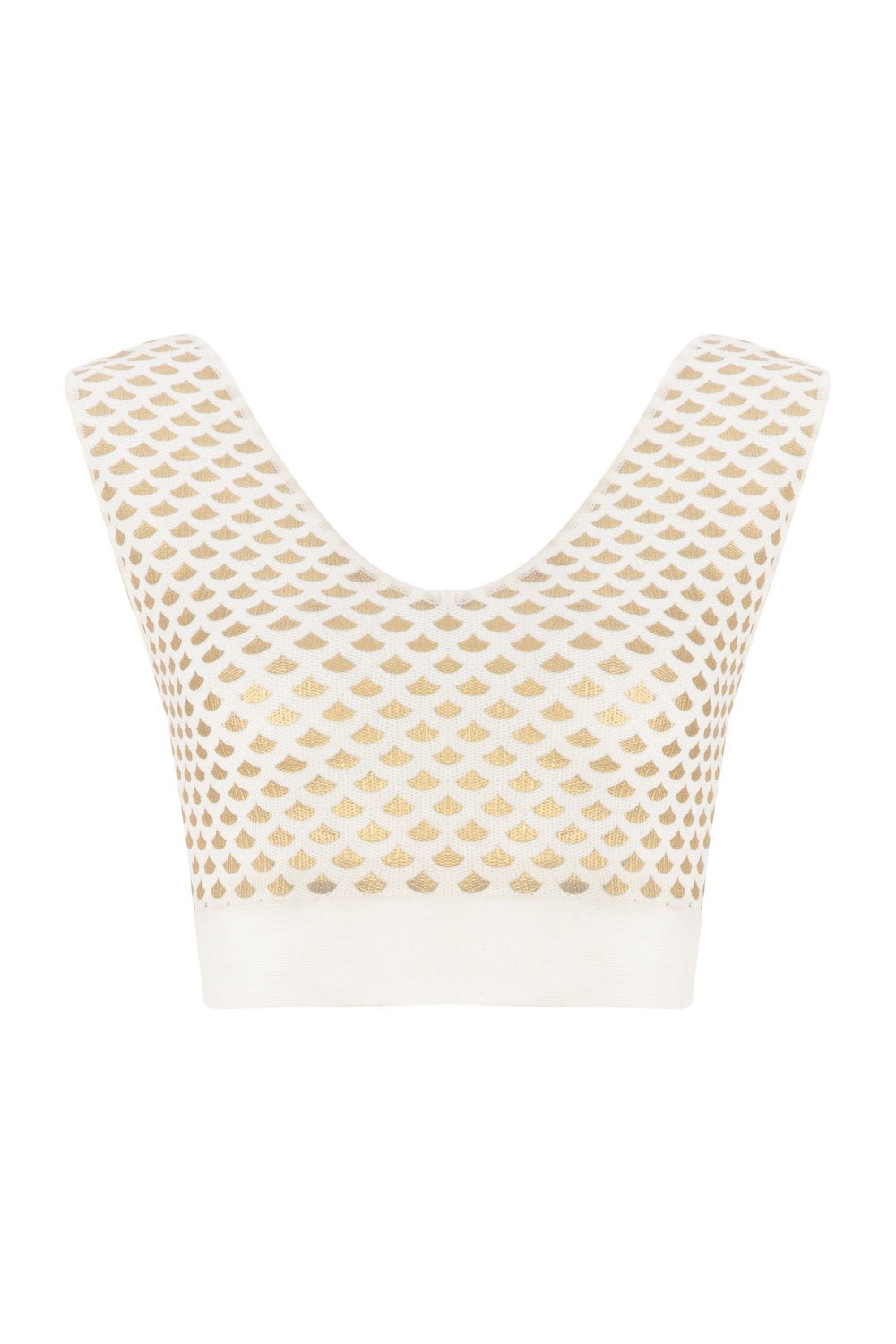 FOIL PRINTED CROP TOP WHITE-GOLD