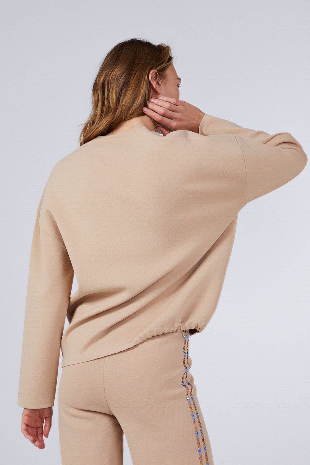 EMBROIDED SWEATER TOP BEIGE