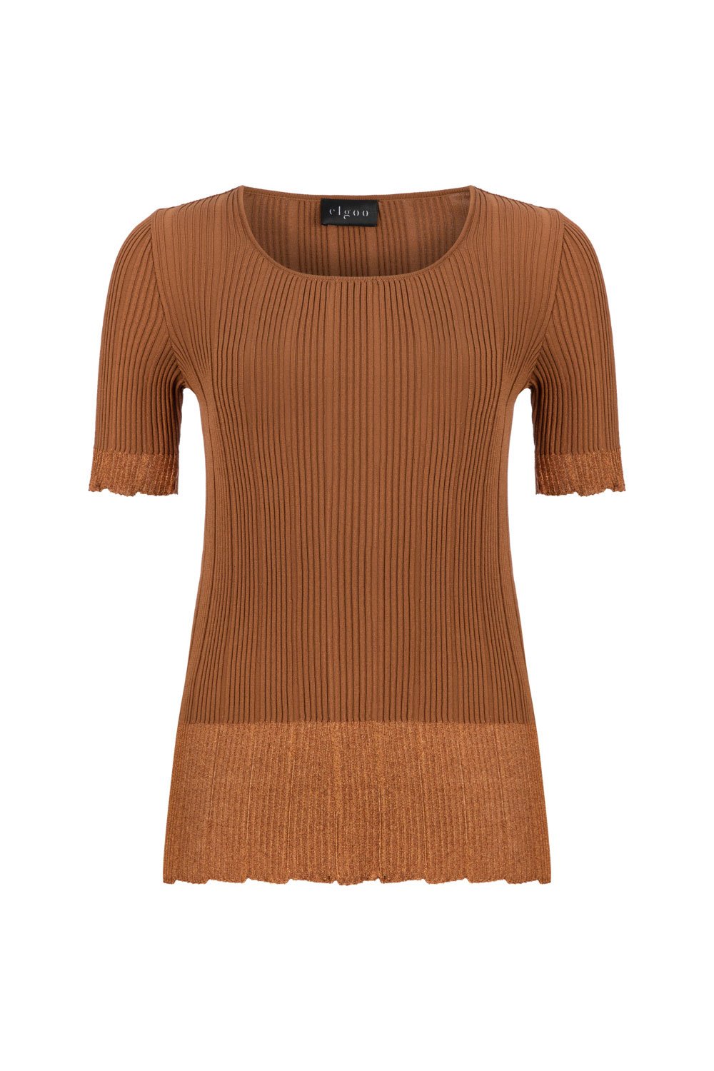 CREW NECK RIBBED TOP BRONZE