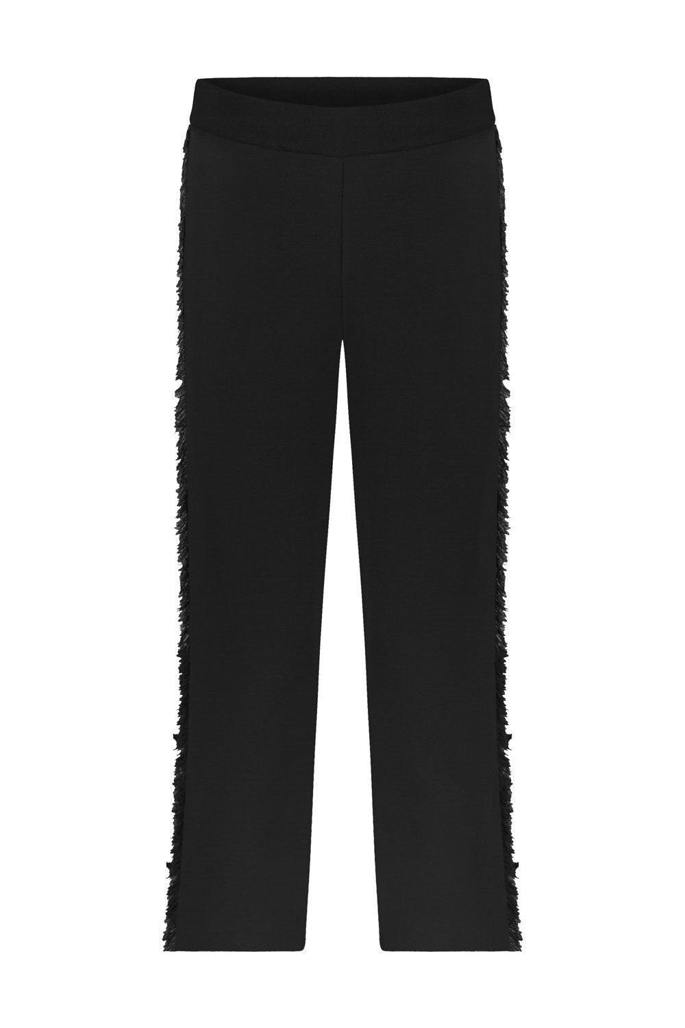 FRINGED KNITWEAR PANTS BLACK