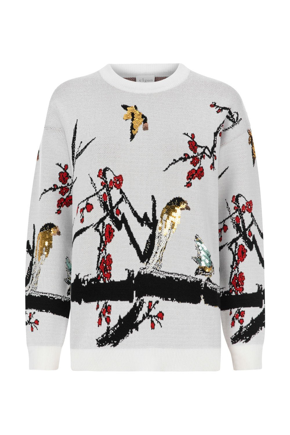 SEQUINED PULLOVER WITH BIRD