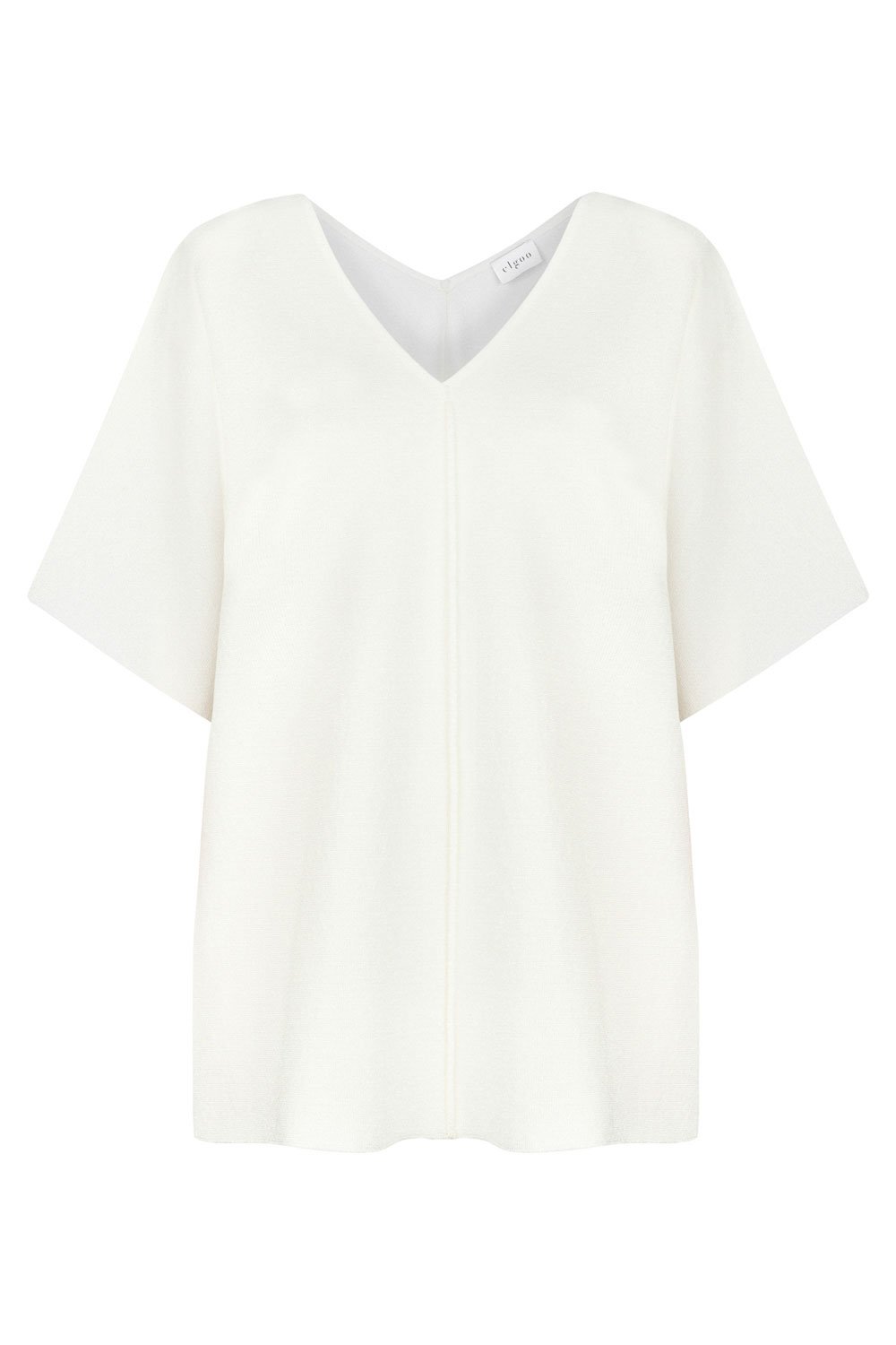 V-NECK RELAXED FIT HALF SLEEVE GLITTERED TOP