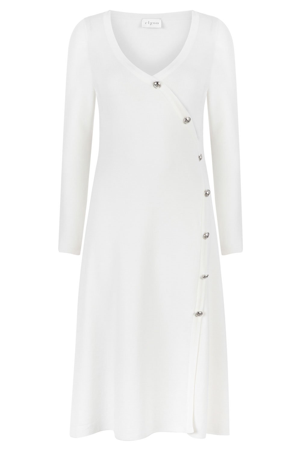 V-NECK BUTTON DRESS WHITE