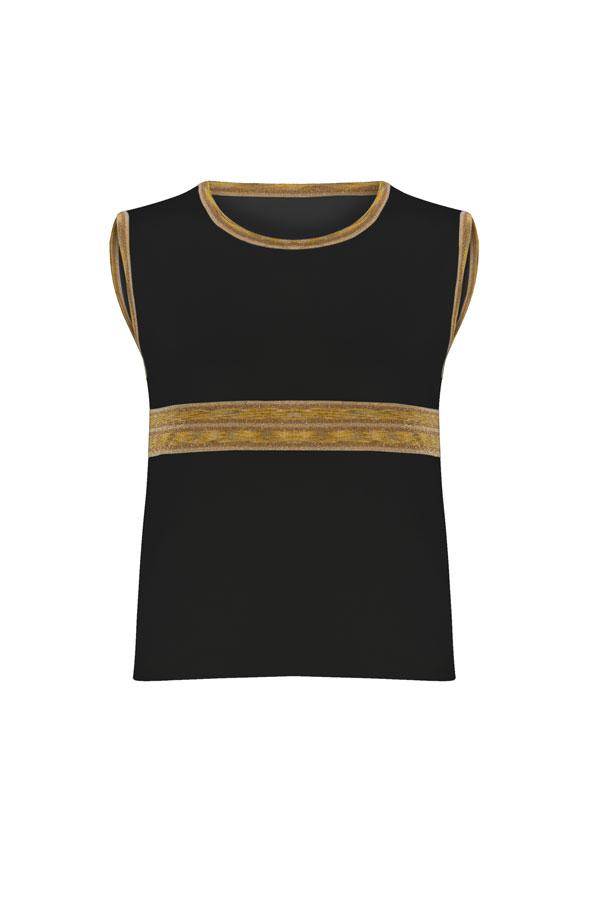 CYCLE NECK SLEEVELESS INTARSIA KNITWEAR SWEATER BLACK