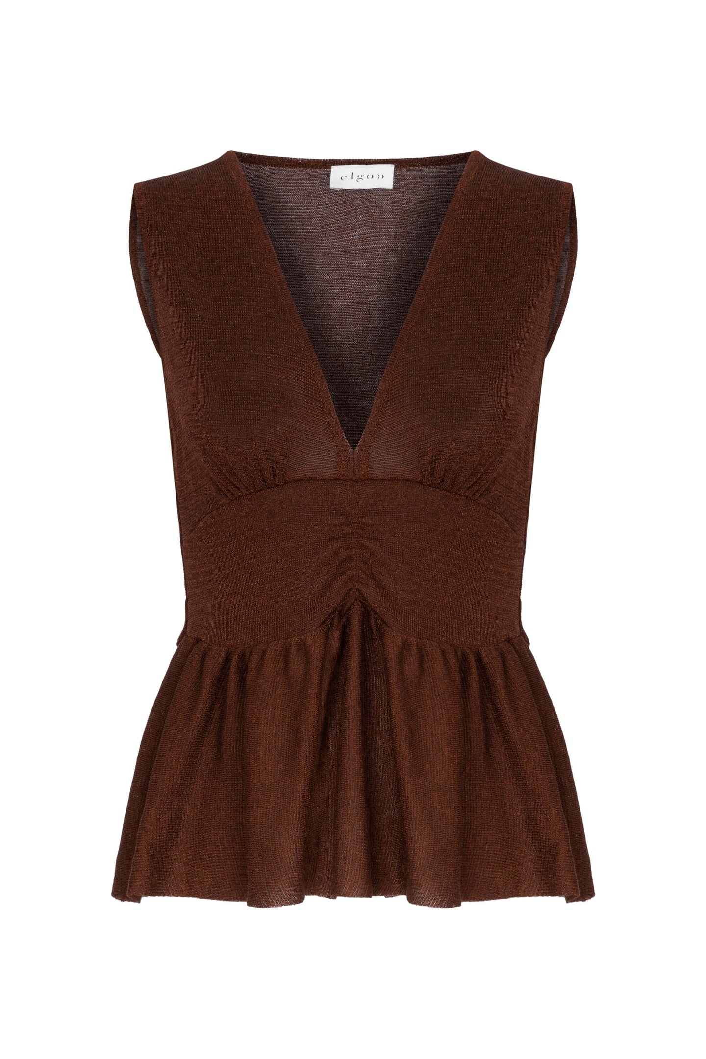 DEEP V NECKED GLITTERED TOP BRONZE