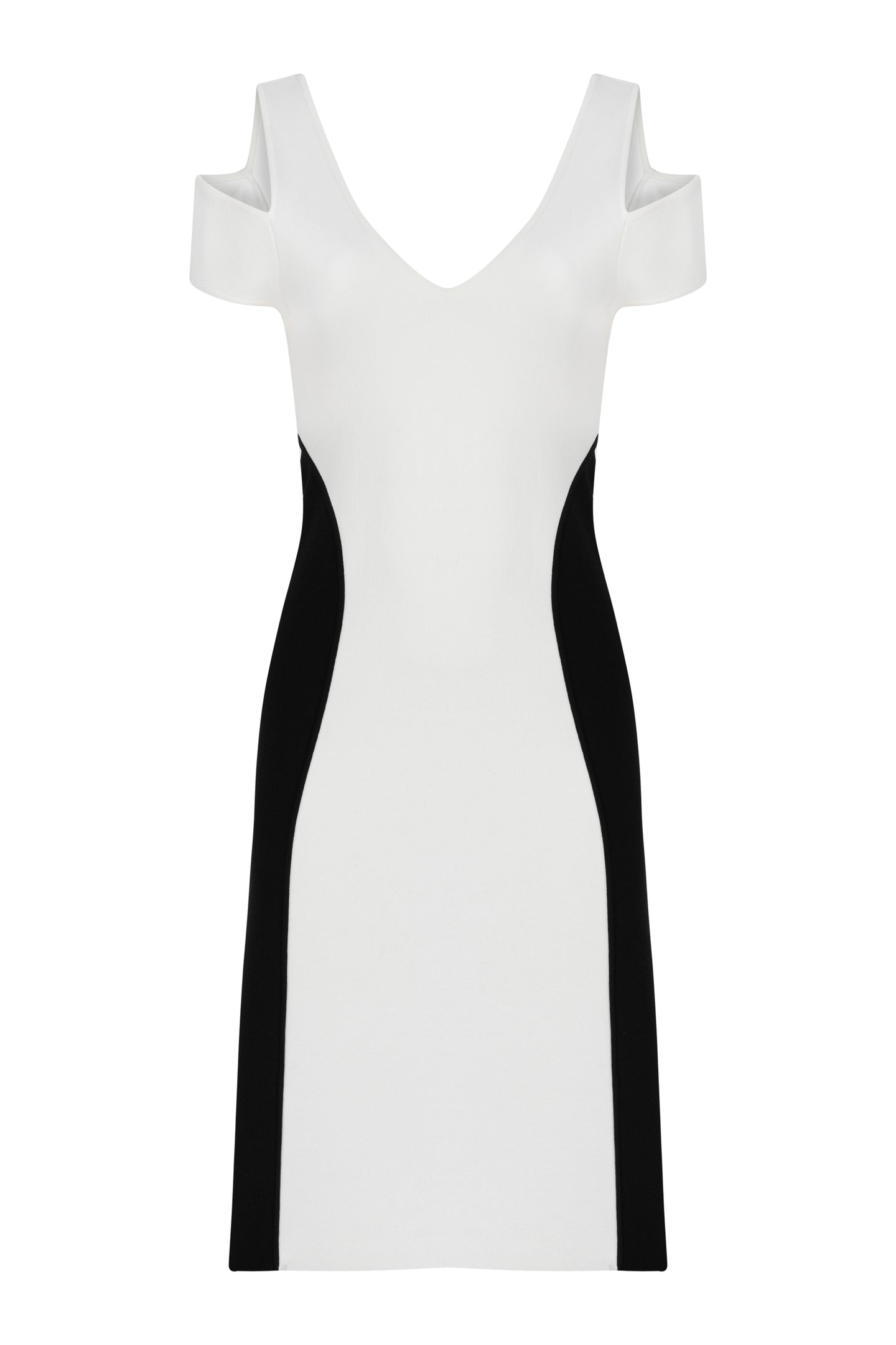 SHOULDER CUTOUT DRESS BLACK & WHITE