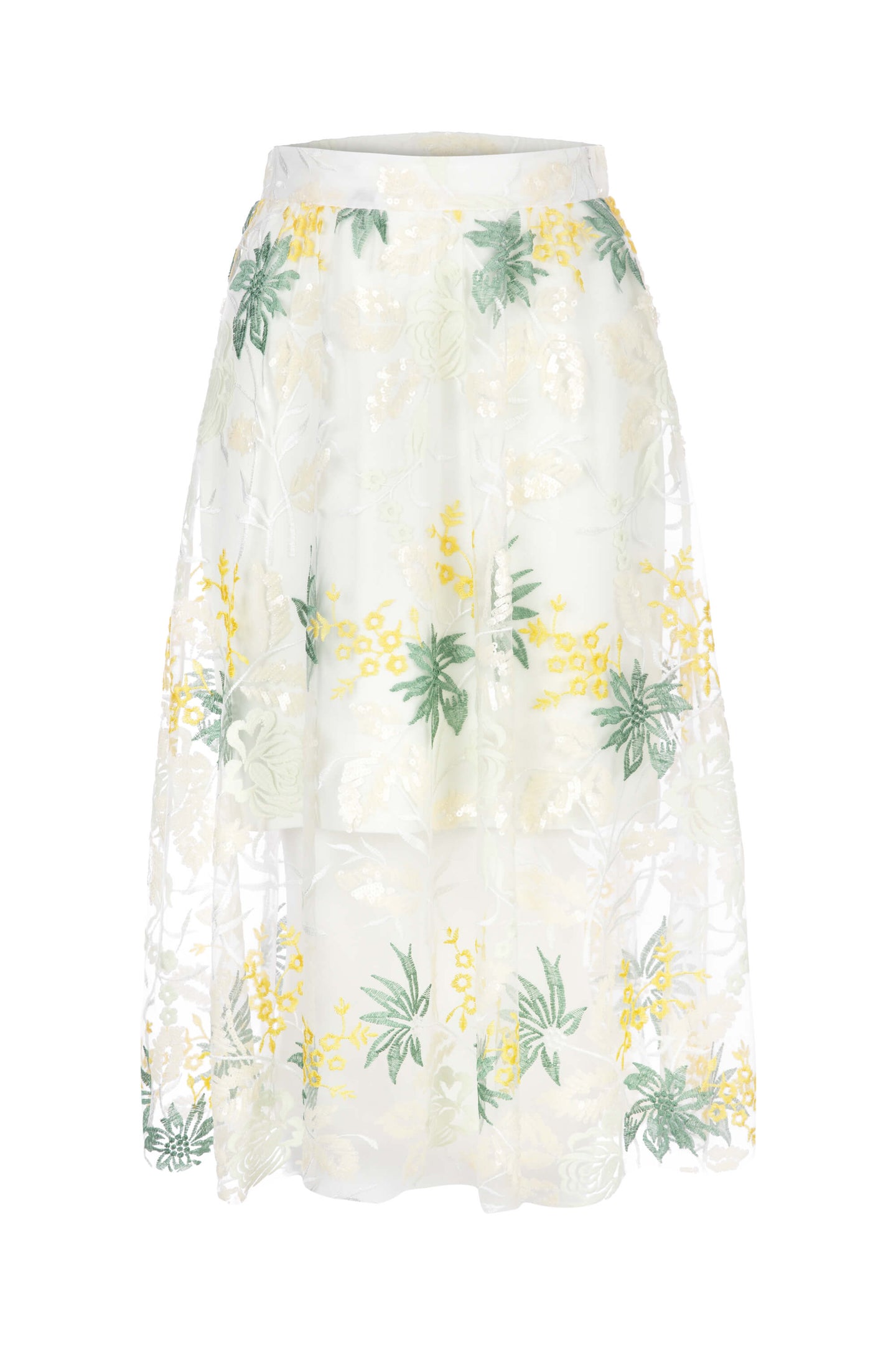 WHITE MIDI SKIRT WITH A PATTERN